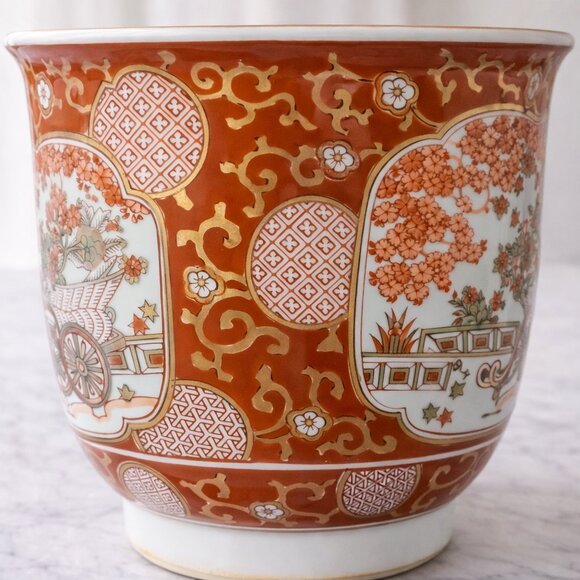Vintage Imari Style Porcelain Cachepot Planter | Hand-Painted WOCO Japan - Picture 4 of 8